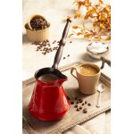 Keramikas kafijas turka katliņš turku kafijai cezva ibrik kafijas kanniņa "Classic" ar noņemamu koka rokturis, tilpums 500 ml, sarkanā krāsa 